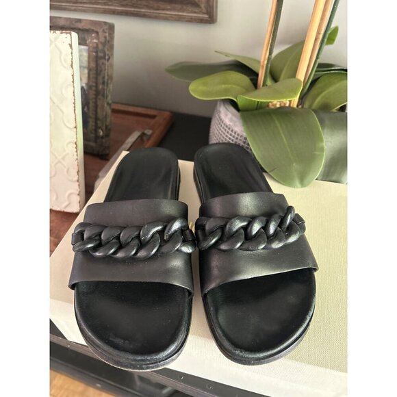 Marion Parke Christine Chain Slide Sandal Black Womens Size 37 7 - Picture 5 of 12